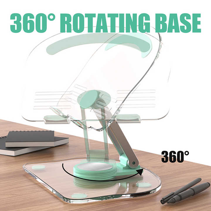 NNEDSZ White Acrylic Foldable Tablet and Phone Stand - 360° Rotation, Anti-Slip Design, Lightweight and Compact