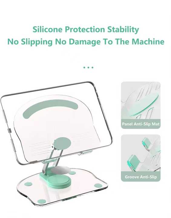 NNEDSZ White Acrylic Foldable Tablet and Phone Stand - 360° Rotation, Anti-Slip Design, Lightweight and Compact